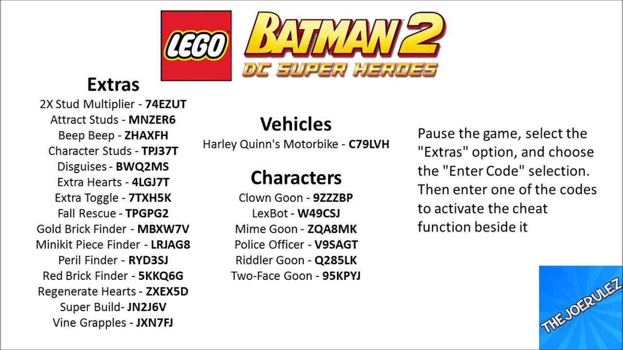 Lego Batman 3 Ps4 Cheats